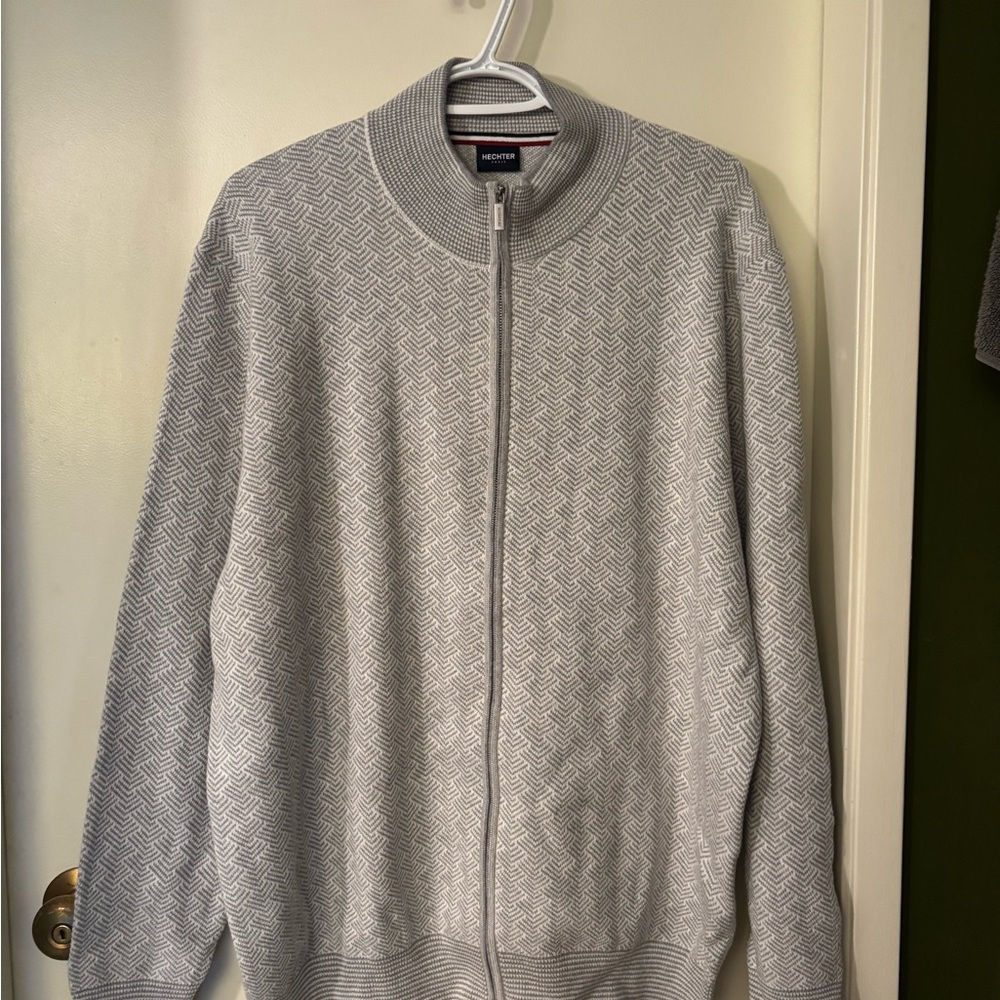 Daniel Hechter Gray Zip Up Sweater with Stand-Up Collar